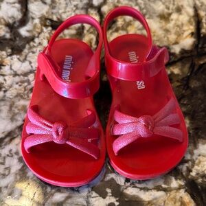 Mini Melissa Kids Glittery Red Sandals